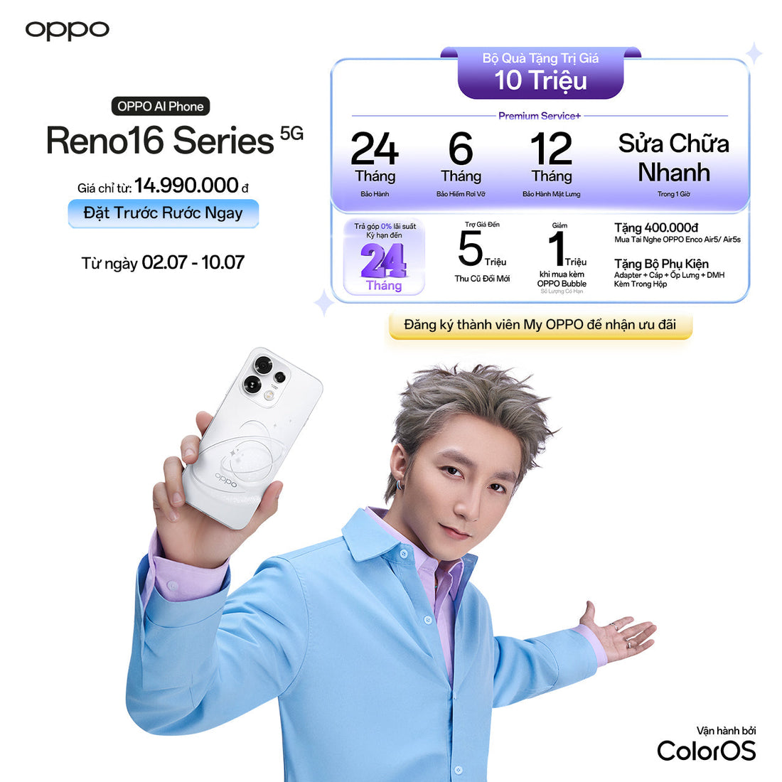 Tóm tắt thông tin về em Oppo Reno 16F 5G